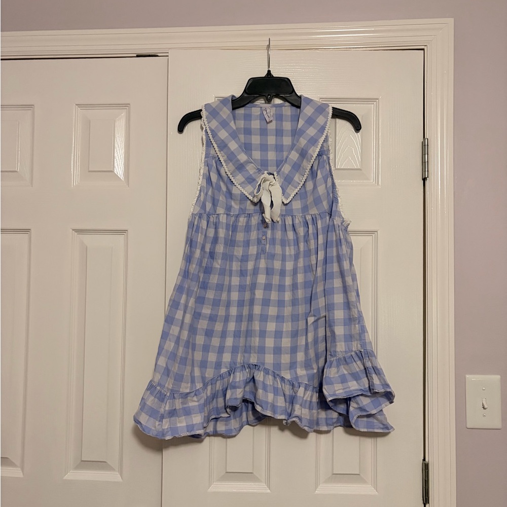 New Urban Outfitters Purple Gingham Sleeveless Baby Doll Dress